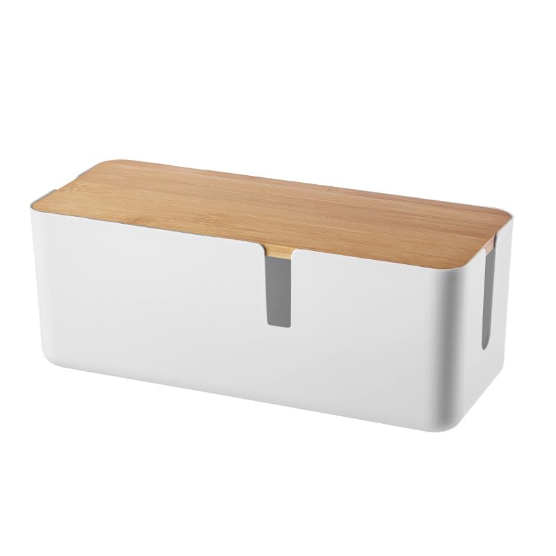 Caja de Cables con Tapa de bambú Caja organizadora de Cables Caja...