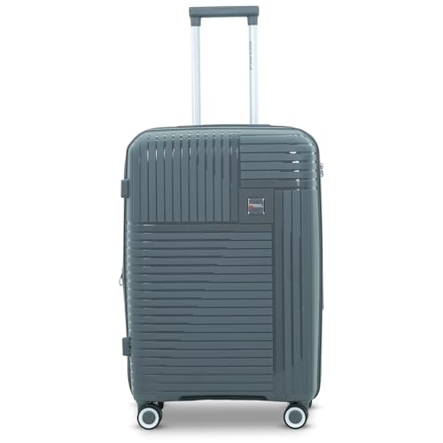 Image of AMERICAN TRAVELLER Touris Travel Trolley Bag Single Medium | Lightweight Expandable Polypropylene Hard Shell | Large Suitcase with TSA Lock | 8 Lego Wheels | Travel Luggage for Men & Women (24, Grey)
