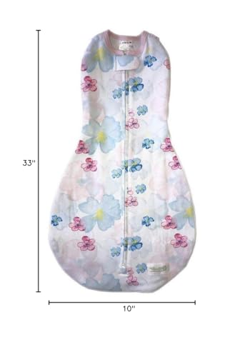 Image of Woombie Grow with Me Baby Swaddle, Convertible Swaddle Fits 0-9 Months, Expands to Wearable Blanket for up to 18 Months, Flowy Flowers