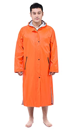Manteau de pluie long imperméable homme chaud orange taille unique avec capuche