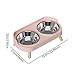 KiBcsLic Cat Dog Water Food Bowl Elevated Pet Feeder Neck Protection Anti Slip Feeding Station Pet Feeding Dish for Small Medium Dogs, Pink, Stainless Steel Bowl