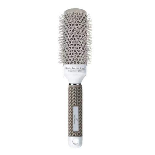 Image of Kerasmooth Ceramic Round Hair Brush – Ionic Blow Dry Styling Brush for Curling, Volume & Smooth Finish – Heat-Resistant Nylon Bristles, Lightweight ABS Handle – Grey (32mm)