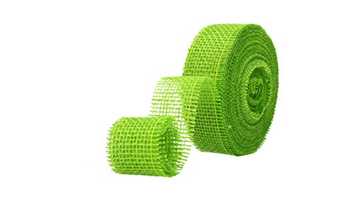 AmaCasa Eco Jutestreifen 4cm breit, 25m Rolle | gestärkter Jutestreifen mit kompostierbarem Etikett | Jute zum Basteln und Verarbeiten (Grün - 4cm/25m) Cover