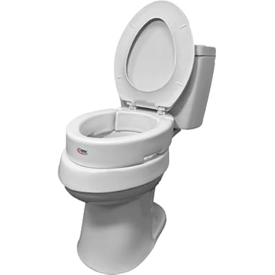 Carex Elongated Hinged Raised Toilet Seat, Adds 3.5 Inches of Height to Toilet, 300 Pound Weight Capacity, Toilet Seat Riser, Elevated Toilet Seat And Handicap Toilet Seat
