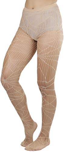 Image of ToBeInStyle Women's Spiderweb & Crawling Spider Print Hosiery Tights & Thigh High Stockings