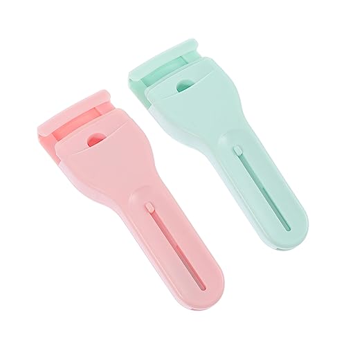 OUNONA 2Pcs Ergonomic Eyelash Curling Clips with Soft Brush Portable Lash Curling Tool for Makeup Non Slip Handle for All Finger Present for