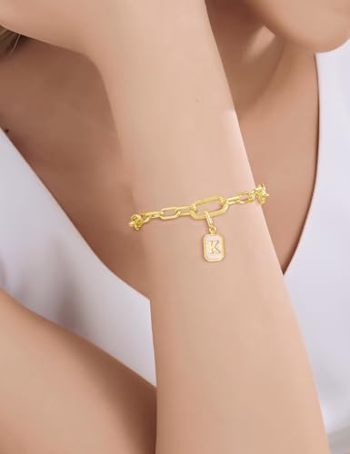 Letter Charms Gold Initial Charm with Clasp Rectangle Alphabet Letter Pendants for Necklace Bracelet4