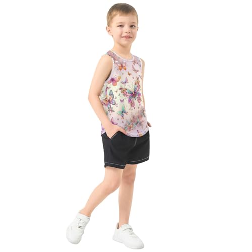 susiyo Colored Butterfly Boys Sleeveless Tank Top Girls Athletic T Shirt4