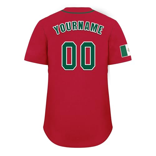 Camiseta de béisbol estilo México personalizada con diseño de bandera, camiseta mexicana de softball para fanáticos y uniformes de equipos miniatura 4