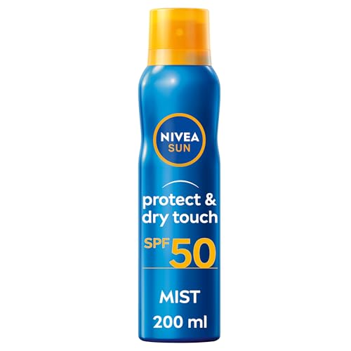 NIVEA SUN Protect & Dry Touch Refreshing Sun Mist Spray SPF50 Water-Resistant Sun Spray Immediate Protection Against UVA/UVB Rays Sunburns and Premature Ageing 200ml