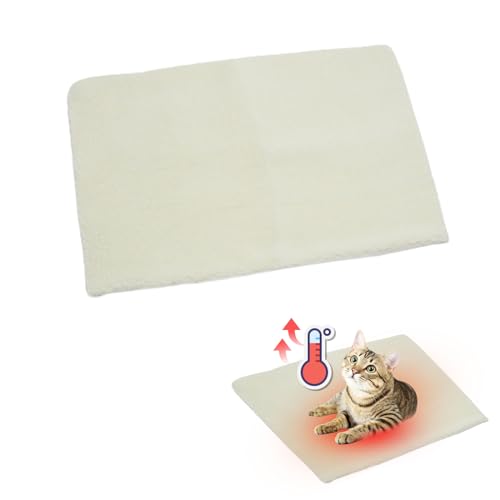 Coperta Autoriscaldante Per Gatti E Cani 60x45 Cm - Lavabile, Colore Panna, Ideale Per Animali Anziani