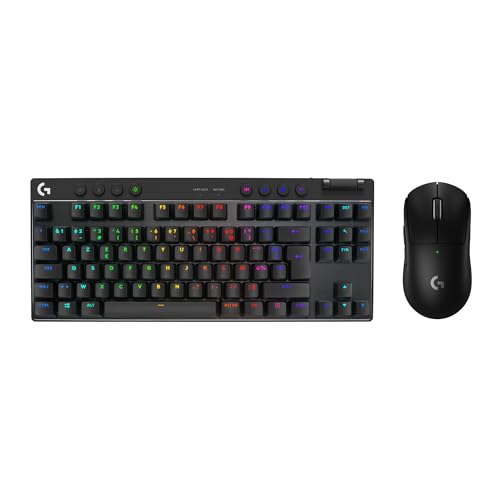 Logitech G PRO X SUPERLIGHT 2 LIGHTSPEED gaming sans fil recharge USB C PC et Mac + PRO X TKL LIGHTSPEED clavier gaming sans fil sans pavé numérique touches en PBT Français AZERTY