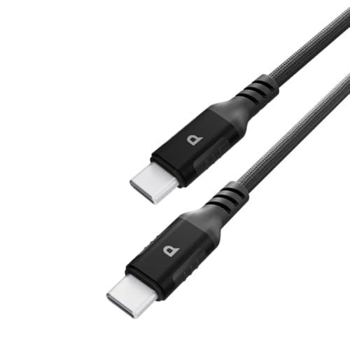 Powerology Power Sync Weave USB-C to USB-C Cable, PD 60W, 1.2 Meter Wire, 20000 Bend Lifespan, High-Speed Charging, 60% in 30Min, Braided Material (Black)