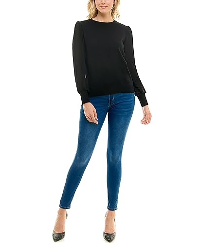 Image of Zac & Rachel Women's Sweater Knit + Pleated Chiffon Blouse