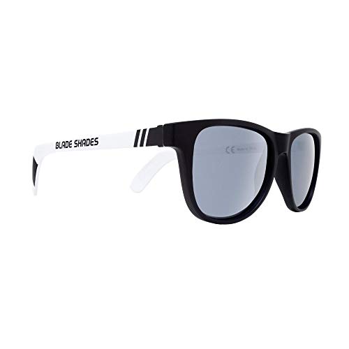 Blade Shades Hockey Stick Sunglasses - Original - 100% UV Protection, Fun Sunglasses for Players and Fans (Black/White Frame, Polarized Chrome Lens)