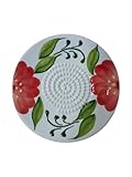 Rallador con cepillo para Ajo, frutos secos, tomate, queso de Cerámica con flores, 12 cm, Estilo Mediterráneo, Multicolor (Amapola)