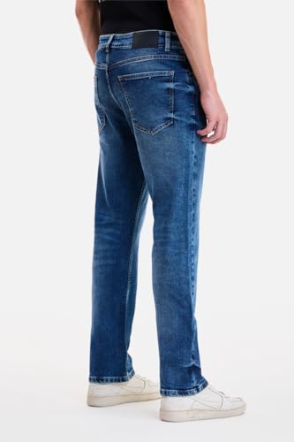Image of SNITCH Men Casual Jeans | Straight Fit Mid Rise Solid Washed Pattern | Durable Cotton Blend & Stretchable Denim Fabric, Work & Social Outings