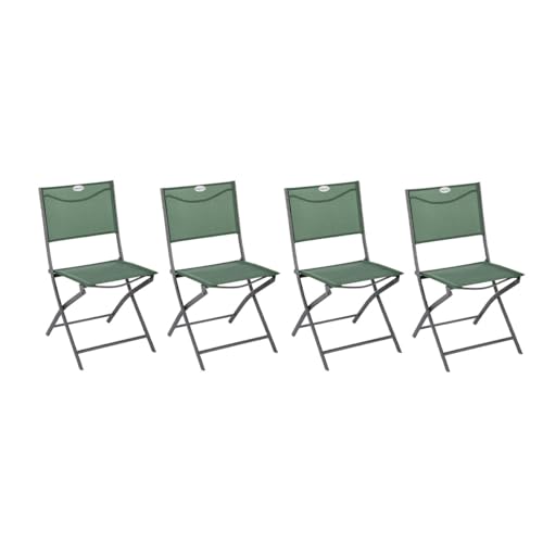 Hespéride - Lot de 4 Chaises de Jardin Pliantes Modula Vert Olive - Acier Traité Epoxy Texaline - Dim 46 x 52 x 87 cm - Meuble d'Extérieur Pliable