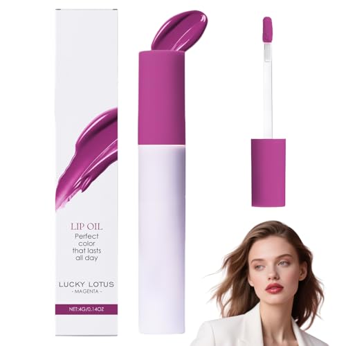 Lips Staining Lip Oil, 2025 New Moisturizing Lip Oil, Color Change Glossy Lip Tint for Daily Use for Women Girls, Creamy Hydrating Lips Oil for Home, Office, School, Outdoor (LUCKY LOTUS)