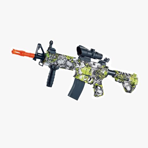 Electric Gel Ball Water Blaster Automatic DIY Model Kit Summer Fun Games, 80cm Length, Motorised with Scope, Camouflage Pattern, 5,000 Water Beads (Green)