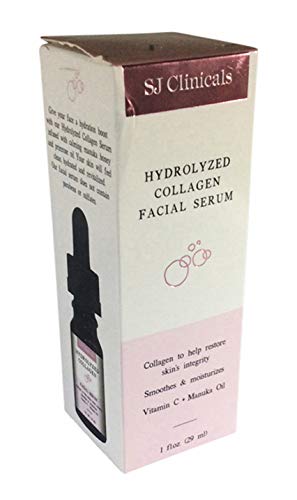 SJ Clinicals Hydrolyzed Collagen, Vitamin C, Manuka Oil Facial Serum restore skin's integrity. 1 FL OZ