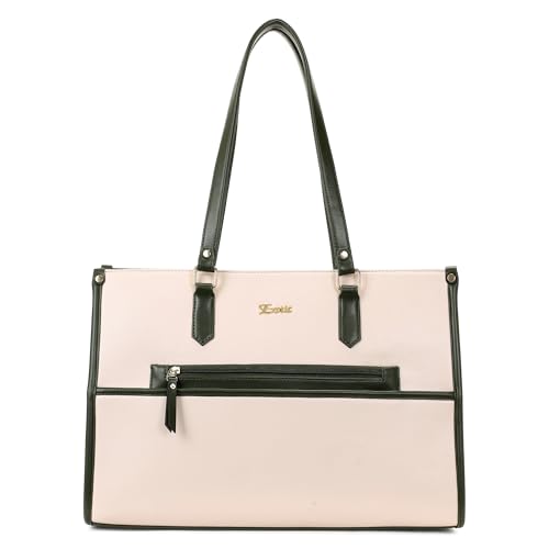 Image of EXOTIC Aveline Work Tote Bag for Women | Multi-Compartment Laptop Tote with Luggage Sleeve & Front Zip Pocket | Fits up to 14-Inch Laptop | Office & Travel Handbag