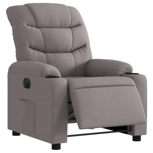 vidaXL Fauteuil Inclinable Électrique, Chaise de Relaxation avec Dossier, Siège avec Accoudoirs, Fauteuil TV de Salle de Séjour, Taupe Tissu