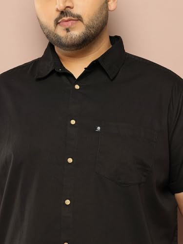 Image of Thomas Scott Men's Premium Slim Fit Casual Shirt | 100% Cotton Twill | Short Sleeves | Spread Collar | Solid Smart Casual Shirt for Men