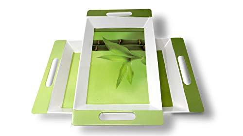 Image of U.P.C. Crystal by UPC Melamine Serving Tray, Set of 3 (Small, Medium and Large Size) Villori Series Tray (ROS-Green)
