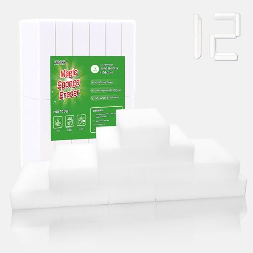 Magic Melamine Sponge Eraser, GRS Certified 12 Pack Magic Cleaning