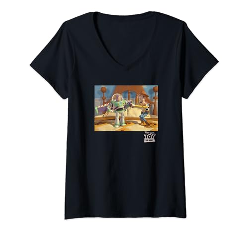 T-shirt Toy Story femme col V imprimé graphique affiche de film Pixar