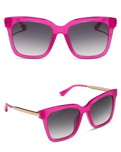 DIFF Bella Oversized Square Sunglasses for Women | Bright Tulip/Gold