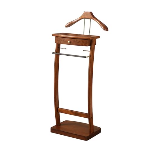 YNIYUJKL Elegante Perchero De Madera para Trajes con Bandeja Y Cajón - Perchero Independiente Y Percha para Pantalones para Entrada Y Sala De Estar - Elegante Organizador De Prend