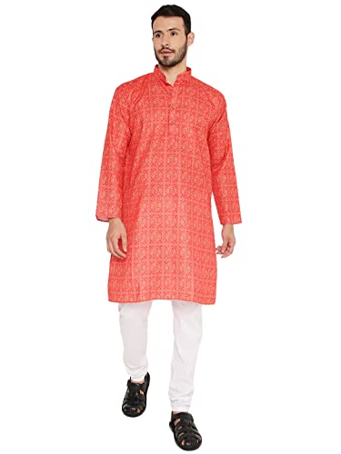 Image of Maharaja Traditional Printed Linen Kurta Pyjama Set for Men