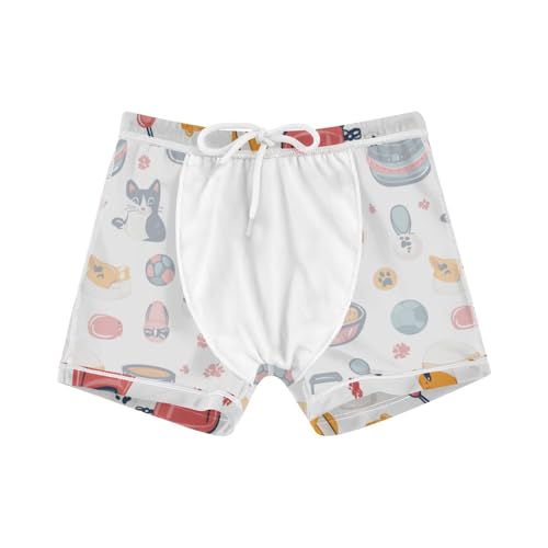 Cartoon Pet Food Cute Colored Cats Boys Swim Trunks Swimsuits for Toddler Boy Swim Shorts Trunks 3T-10T4