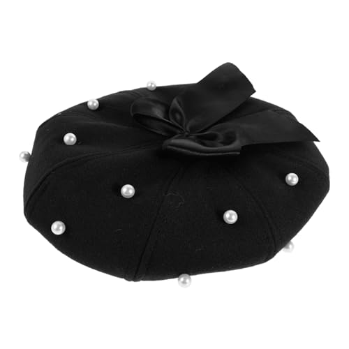 TOVINANNA Classic Women's Beret Hat Pearl Bowknot Newsboy Cap Fashionable French Fascinator Cap for Women
