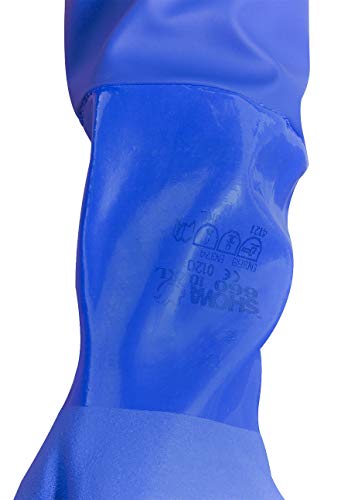 lange Gummihandschuhe mit Ãrmelstulpen 60 cm blau - Schutzhandschuhe GröÃe 8 – Bild 4