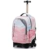 NEW TILAMI 18 Inch Rolling Backpack for kids Adjustable Strap Laptop Backpack Suitcase with Wheels for Girls Boys to School Travel Camping Rolling Backpack Pink Sunset