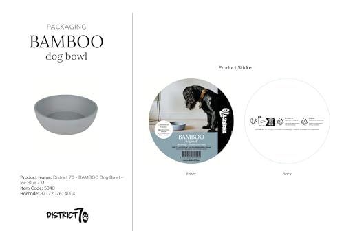 District 70 - Bamboo Hundenapf - Eisblau - Medium: 17, 5 x 17, 5 x 5, 8 cm (1.000 ml)