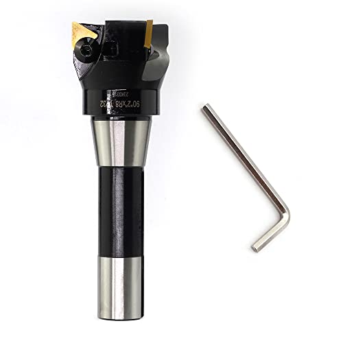 Image of OSCARBIDE Indexable End Mill R8 Shank TPG32,2 inch Cutting Diameter,3 Flutes | 6 inch Overall length | 3 TPCN32PDTR /TPG322 Carbide Inserts | For Steel & Stainless & Cast Iron & Aluminum | Smooth Finishing
