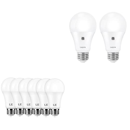 LE Bundle – 2 Items: 6-Pack LED Light Bulbs 100W Equivalent, Warm White & 2-Pack Dusk to Dawn LED Light Bulbs for Outdoor Lighting,Warm White