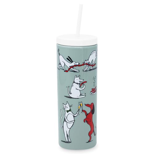 kate spade new york Insulated Tumbler with Reusable Straw, Christmas 24 Ounce Acrylic Travel Cup with Lid, Holiday Party