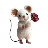 Valentine Filzmäuse, 8 cm, Nadelfilzmaus, handgefertigte Mausfigur mit Blume/Buchstabe/Liebe, Valentinstagsgeschenke für Sie oder ihn, romantische Dekoration