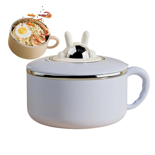 Cuenco Para Ensaladas Con Tapa | Vajilla Con Colador De 1200 Ml - Tazón De Acero Inoxidable De Gran Capacidad Con Tapa Para Fideos Instantáneos - Para Arroz, Sopa, Frutas, Bocadillos, Verduras; para