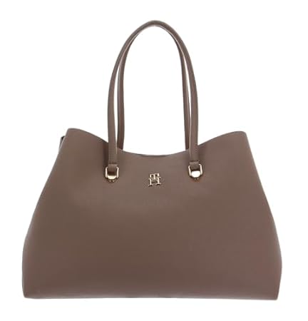 Tommy Hilfiger Damen Tasche TH Emblem Workbag mit Reißverschluss, Braun (Oat Milk), Einheitsgröße