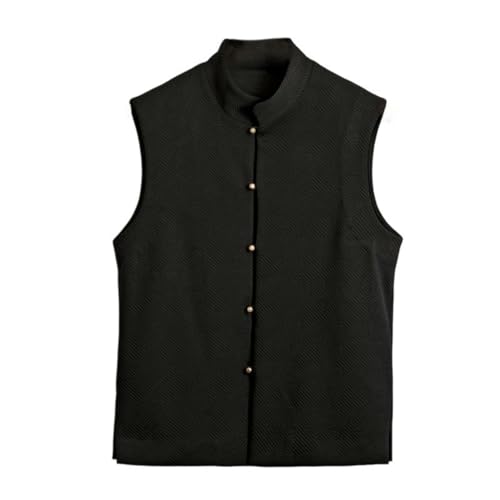 Chaleco de jacquard de estilo chino sin mangas ajuste recto formal