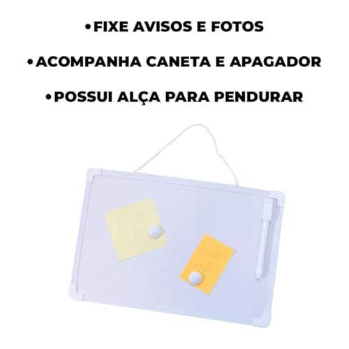Lousa Branca Infantil Magnética Vários Tamanhos Com Alça E Caneta Com Tampa E Apagador + 2 Imãs Para