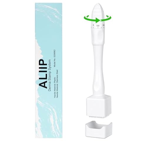 ALIIP Derma Stamp do mikronakłuwania, regulowany 0‑3 mm, 140 igieł, biały