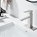 NICTIE Bathroom Faucet Brushed Nickel Bathroom Sink Faucet Single Hole Single Handle Vanity Sink Faucet Modern Commercial RV Faucet with Pop-up Drain for 1 - or 3-Hole Bathroom Sink
