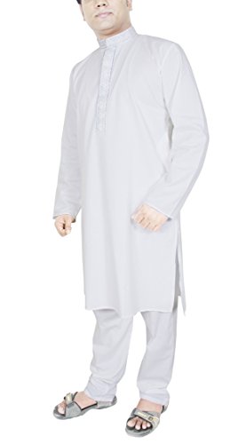 Vestidos y túnicas de algodón premium en blanco puro para hombre 4